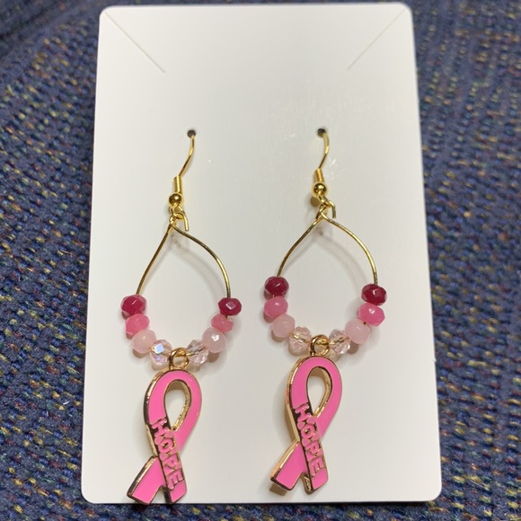 Handcrafted Pink Hope Dangling Earrings - Picture 3 of 8